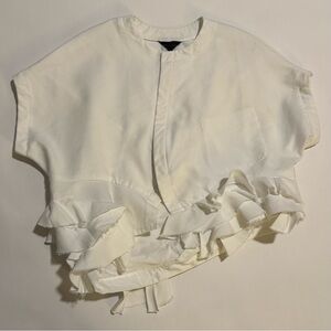 comme des garçons white asymmetrical ruffle top